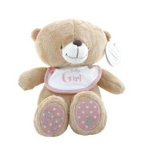 12" Baby Girl Pink Bib Forever Friends Bear 