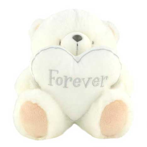 10" White Forever Friends Bear with Forever Heart 