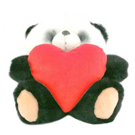 10" Panda Forever Friends Bear with Red Heart 