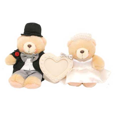 2 x 6" Wedding Couple with Heart Frame Forever Friends Bears 