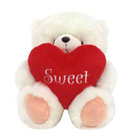 10" White Sweet Padded Love Heart Forever Friends Bear 