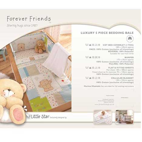 Forever Friends Little Star Luxury 5 pc Cot Bed Bedding Bale 