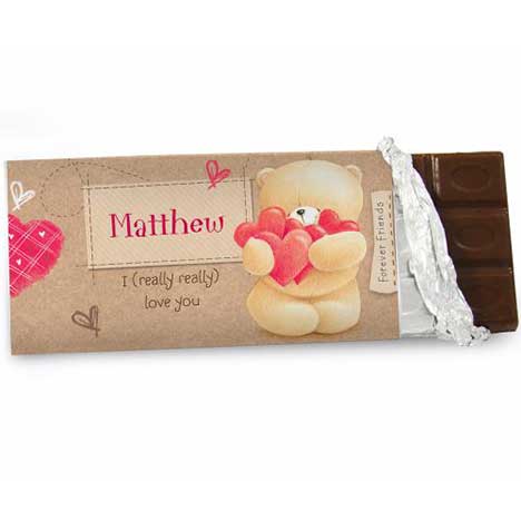 Personalised Forever Friends Love Heart 100g Chocolate Bar 