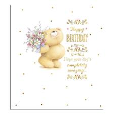 Bear With Flowers Forever Friends Birthday Card