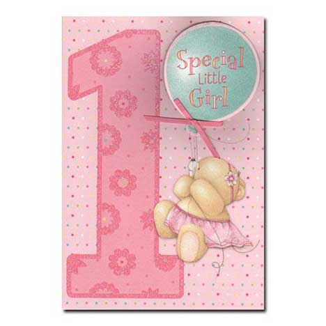 Little Girl 1st Birthday Forever Friends Card 