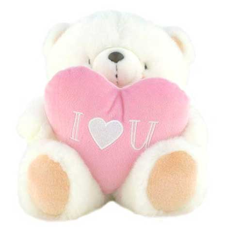 10" Forever Friends White Bear with Pink I Love You Heart 