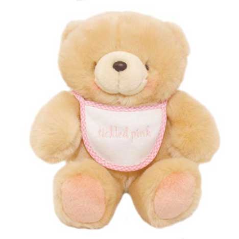 8" Tickled Pink Bib Forever Friends Bear 