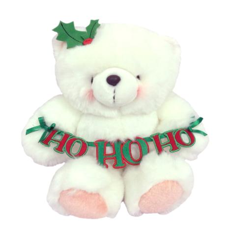 10" Ho Ho Ho Banner White Forever Friends Bear 