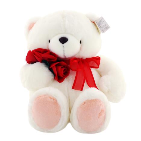 22" Rose Bouquet White Forever Friends Bear 