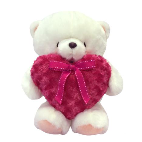 16" Red Fluffy Heart White Forever Friends Bear 