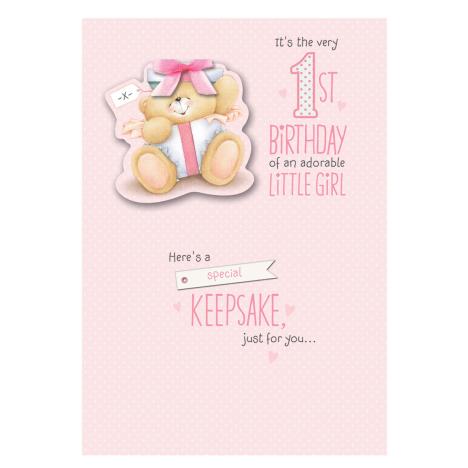 1st Birthday Little Girl Forever Friends Keepsake Card 