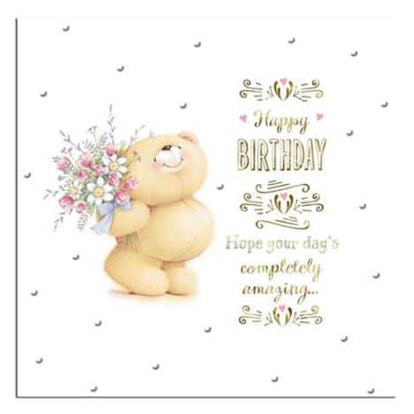 Bear With Flowers Forever Friends Birthday Card 