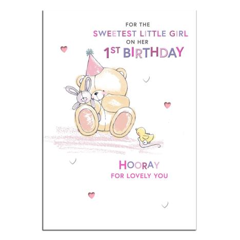 1st Birthday Little Girl Forever Friends Birthday Card 