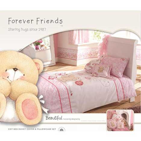 Forever Friends Beautiful Cot Bed Duvet Cover Pillow Case