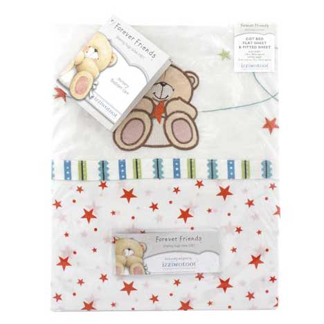 Forever Friends Little Star Cot Bed Flat Sheet & Fitted Sheet 