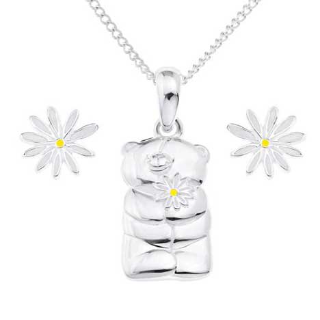 Forever Friends Silver Plated Pendant and Earring set 