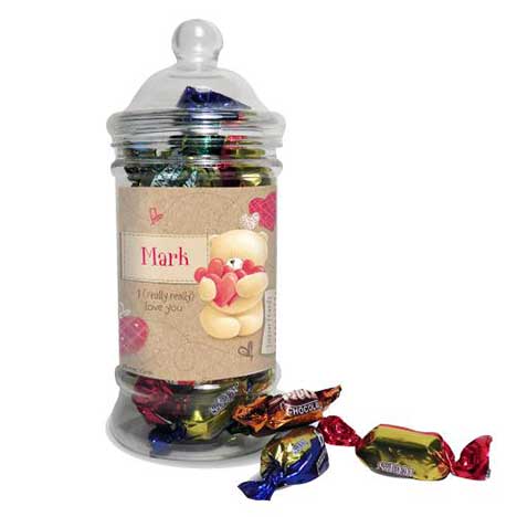 Personalised Forever Friends Love Heart 250g Toffee Jar 