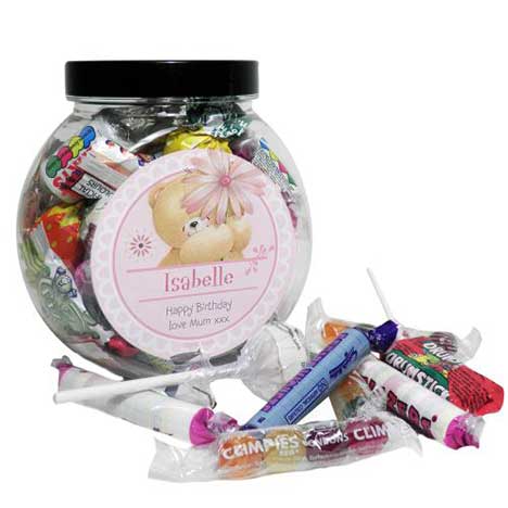 Personalised Forever Friends Big Flower 250g Sweet Jar 