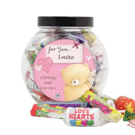 Personalised Forever Friends Pink Craft 250g Sweet Jar 