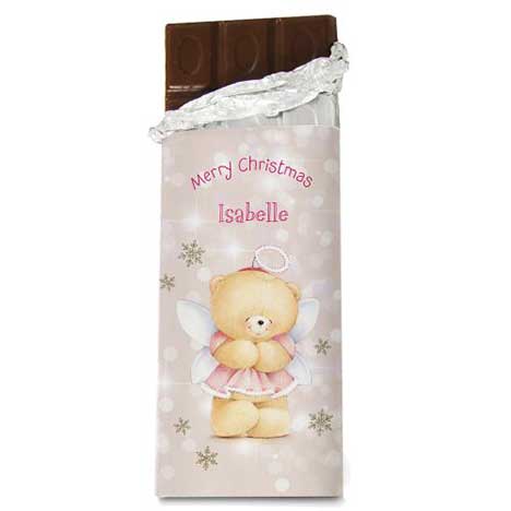 Personalised Forever Friends Christmas Angel 100g Chocolate Bar 