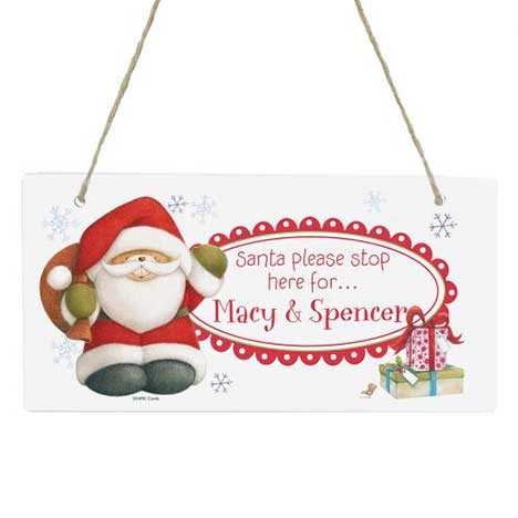 Personalised Forever Friends Christmas Santa Stop Here Sign 