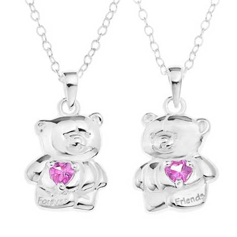 Sterling Silver Set of 2 Forever Friends Friendship pendants 